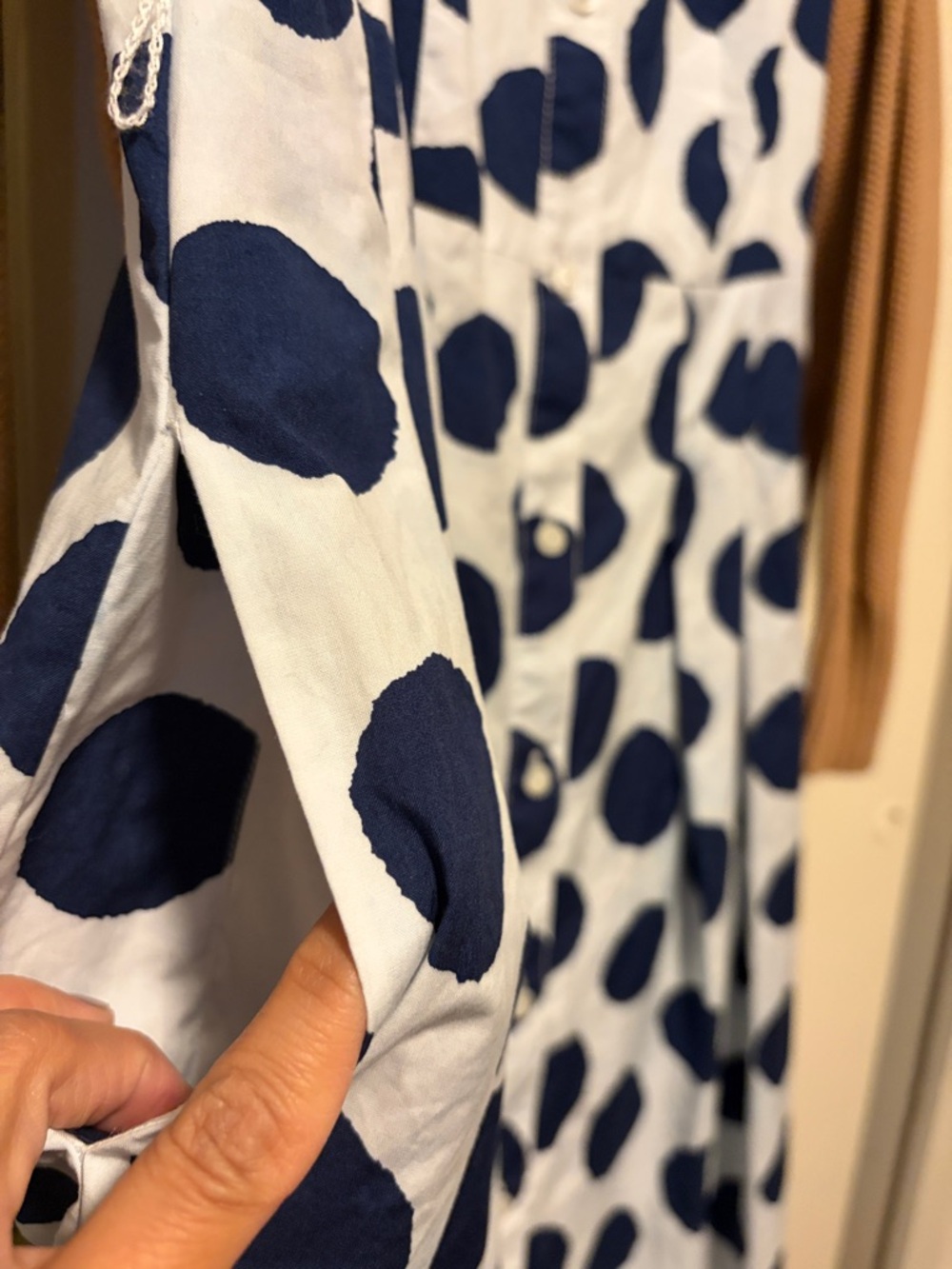Talbots White Midi Dress with Navy Polka Dots - Picture 2 of 16
